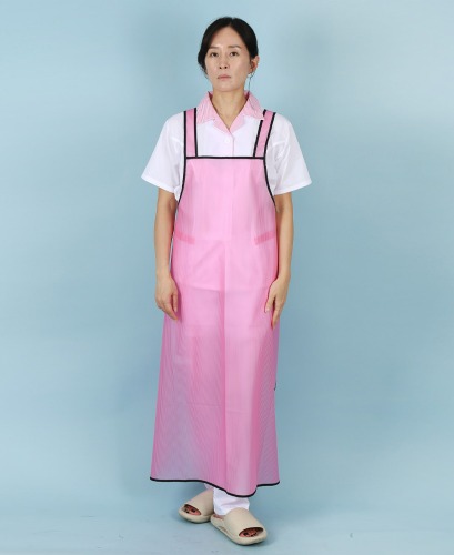 유폼 우레탄 스트라이프 방수 파이핑 앞치마(대) 핑크 제작은 티팜