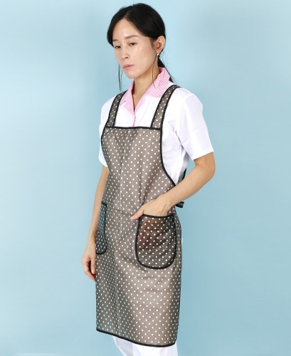 유폼 우레탄 도트 패턴 방수 파이핑 앞치마(소) 블랙 제작은 티팜