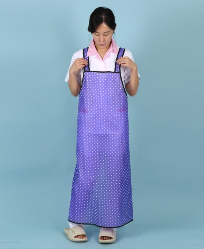 유폼 우레탄 도트 패턴 방수 파이핑 앞치마(대) 퍼플 제작은 티팜