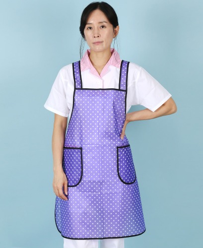 유폼 우레탄 도트 패턴 방수 파이핑 앞치마(소) 퍼플 제작은 티팜