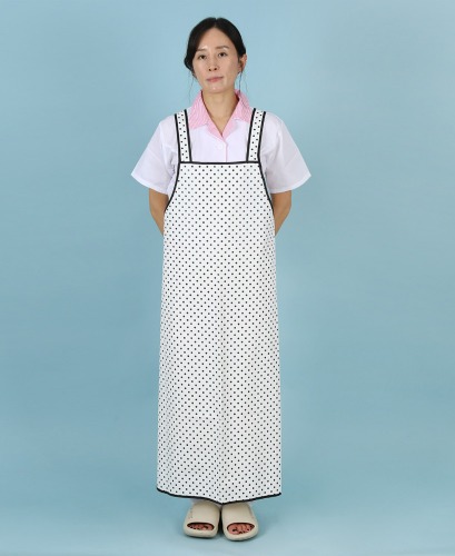 유폼 우레탄 도트 패턴 방수 파이핑 앞치마(대) 화이트 제작은 티팜