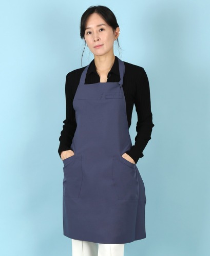 유폼 끈매듭 목걸이형 코지 고신축 앞치마 네이비 제작은 티팜