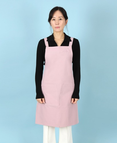 유폼 스틸버튼 H형 코지 신축 앞치마 핑크 제작은 티팜